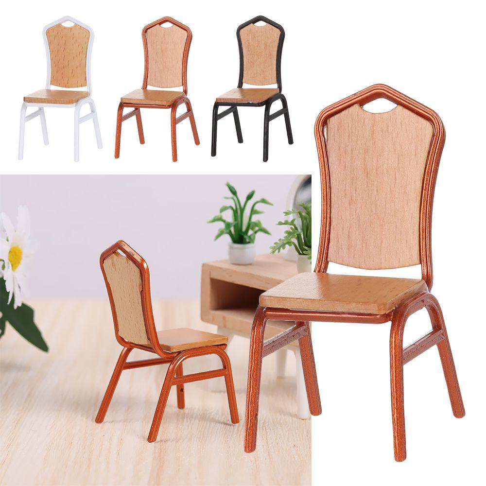 LUOL Ghế Gỗ 3 Màu Tỉ Lệ 1 / 12 Trang Trí Nhà Búp Bê