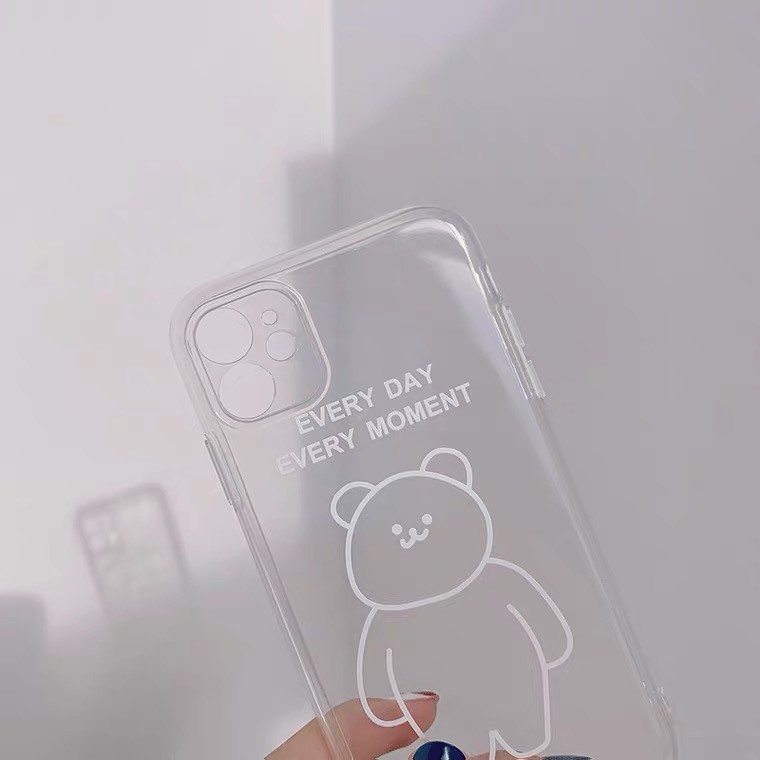 Ốp momo bear silicon trong in hình cao cấp dành cho iPhone 11 12 Pro Max 7 8 Plus X XsMax XR Cú Mèo Case