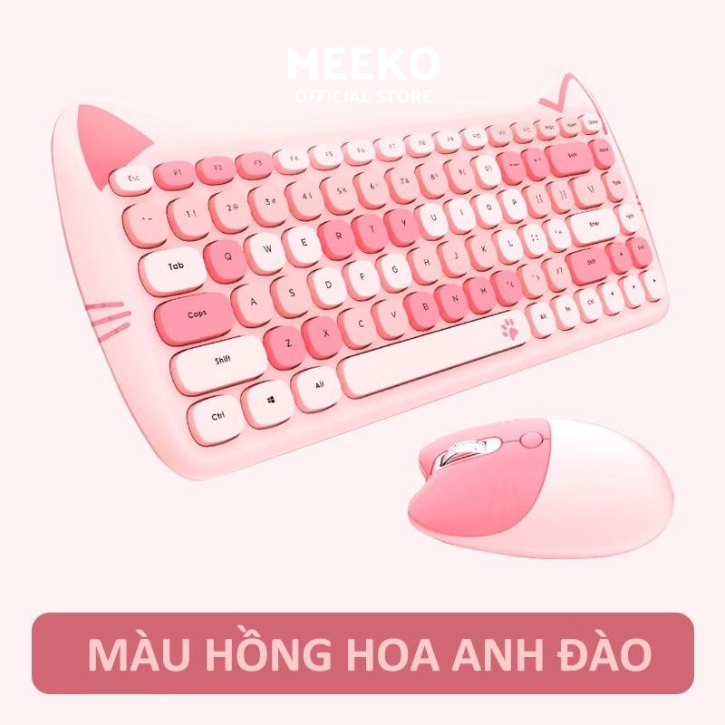 Combo bàn phím kèm chuột không dây tai mèo Mimi kết nối chip USB MEEKO