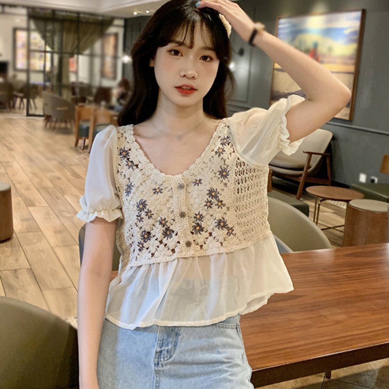 Áo nữ tay ngắn cổ chữ v thời trang quyến rũ