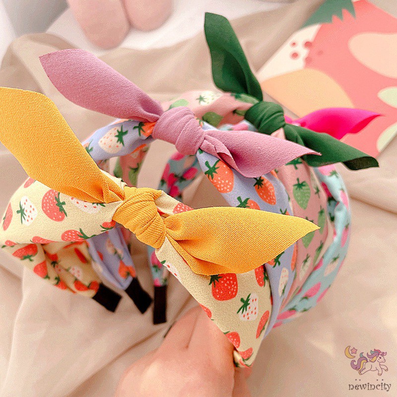 Băng Đô Hoạ Tiết Trái Cây Thắt Nơ Nhiều Màu Cho Bé Gái