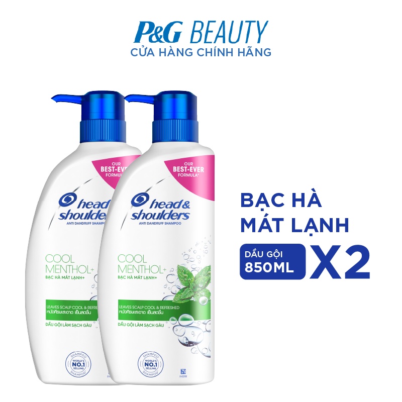 Combo 2 Dầu Gội HEAD&amp;SHOULDERS 850ml/chai - Bạc Hà Mát Lạnh