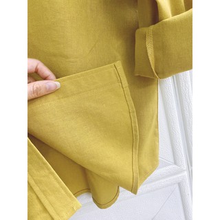 JUNE A06. Áo sơ mi tay dài Linen. Form basic. Có size lớn.