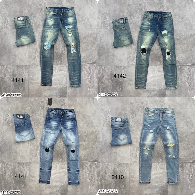 Quần Jean nam xanh AMIRI rách gối phối màu cực nét-Quần bò nam hàng cao cấp