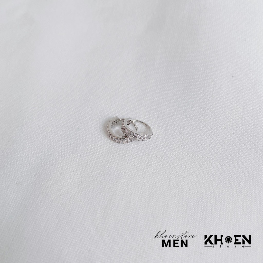 Khuyên tai Tròn đá hai hàng 8mm