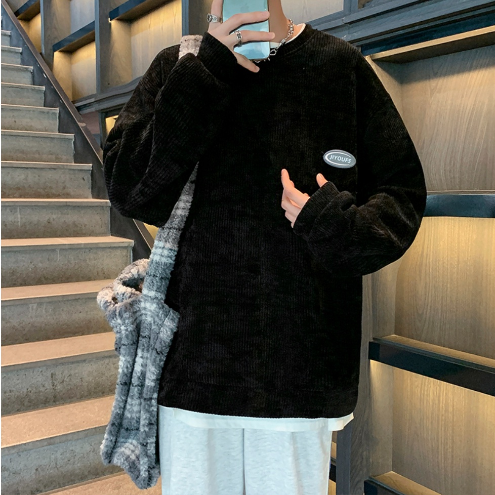 dáng rộng kẻ sọc thời trang Hàn，áo sweater nam nữ form trơn đủ màu chất liệu nỉ bông mềm tay dài siêu đẹp