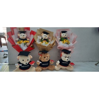 Bó hoa gấu bông tốt nghiệp có kính