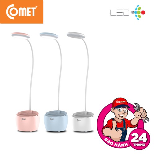 Đèn Bàn Sạc pin tích điện chống cận LED COMET 5W có ngăn chứa dụng cụ, đặt điện thoại phương ngang, CT177