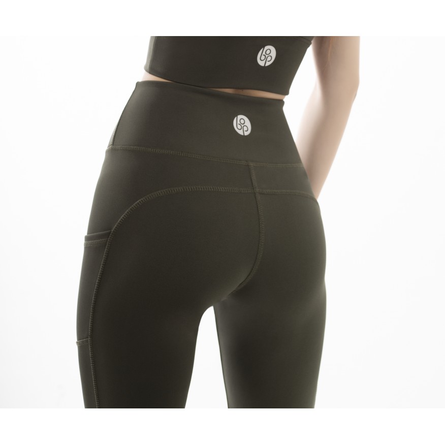 Quần legging nữ để tập gym, yoga, chạy bộ, thể thao BODEE FLEXI màu xanh rêu | WebRaoVat - webraovat.net.vn