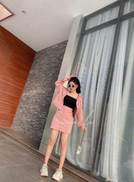 Set váy nhung hai màu