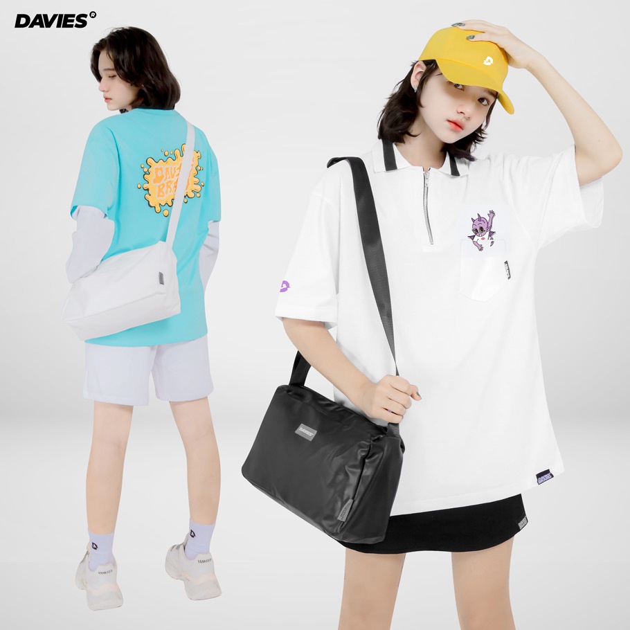 Túi đeo chéo nam nữ da màu trắng local brand Davies - White leather over shoulder Bag. | BigBuy360 - bigbuy360.vn