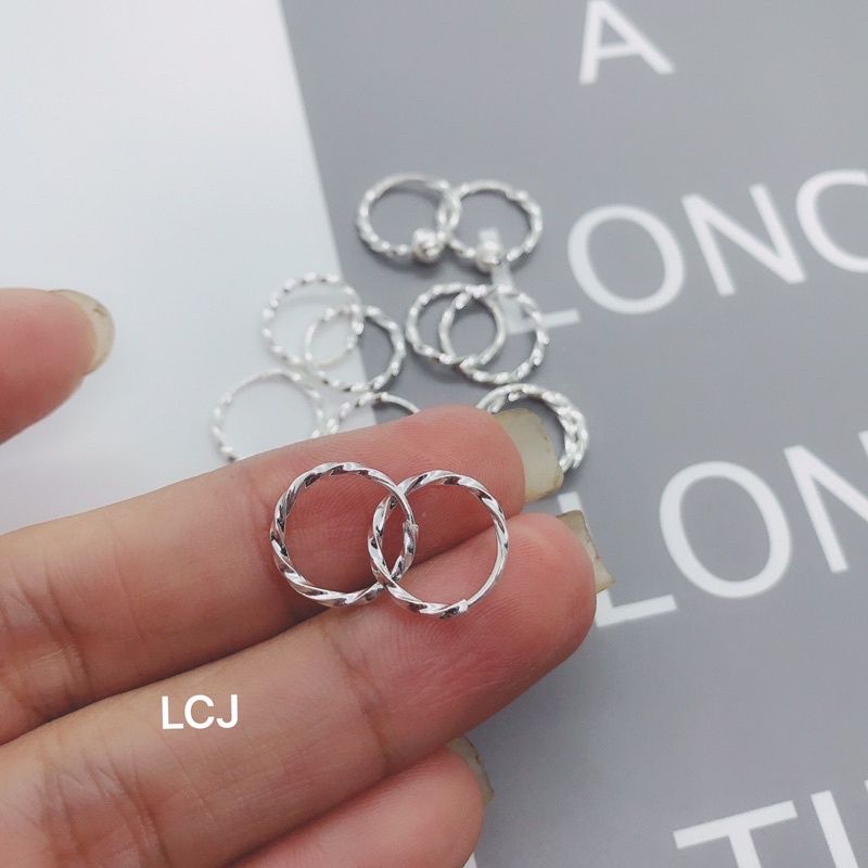 Bông tai tròn phay đeo được cả mẹ và bé - chuẩn bạc s925