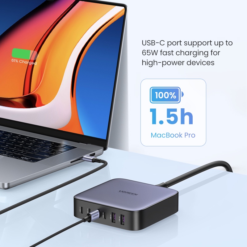 Ugreen Bộ Sạc Nhanh 200W USB C 6 Cổng PD Cho MacBook Pro / Air / iPad Pro / Mini / iPhone 13 / 13 Pro Max