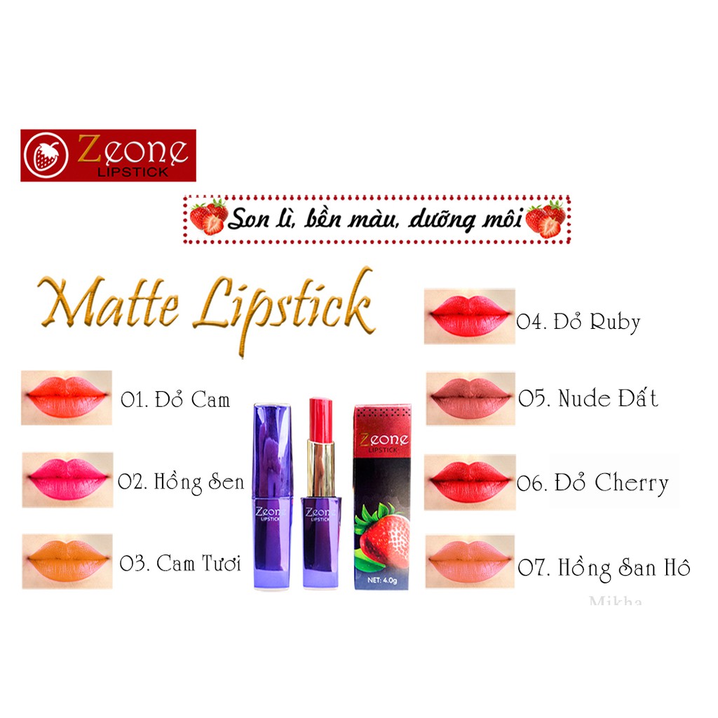 Son Lì Dưỡng Môi Zeone Matte Lipstick vỏ tím