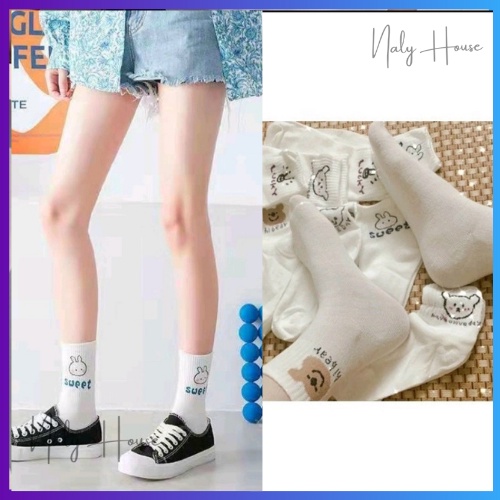 Tất Nữ Cổ Cao Họa Tiết Thú Cưng Siêu Đáng Yêu Chất Đẹp Co Giãn Thấm Hút Mồ Hôi