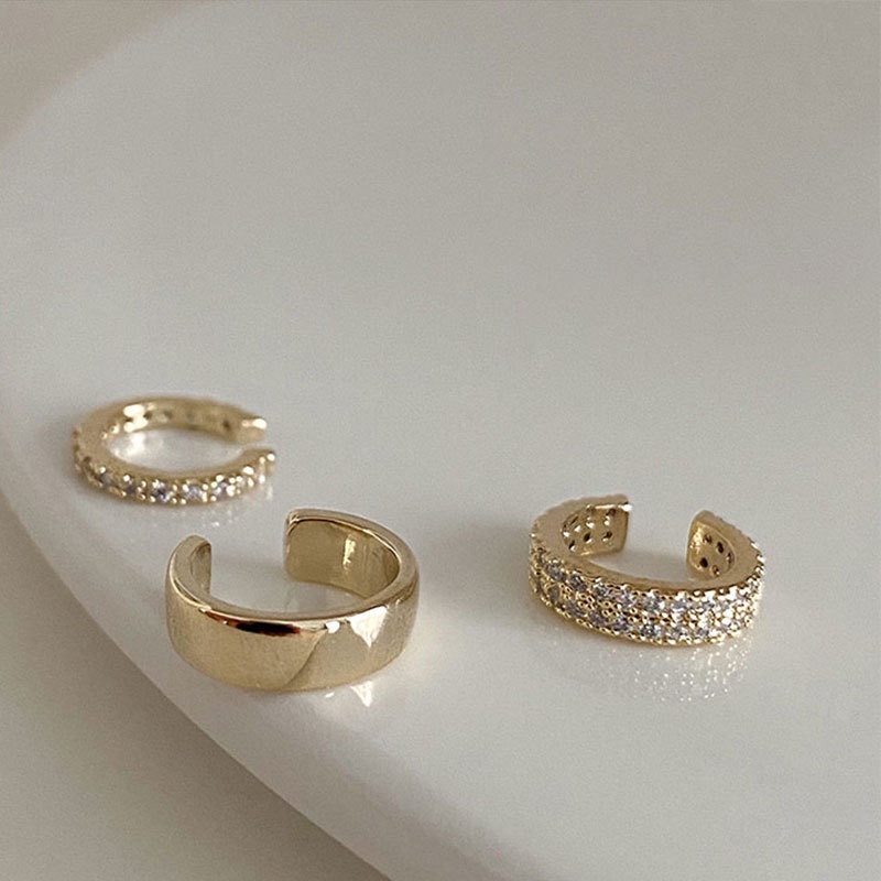 Set 3 Khuyên Tai Tròn Đính Đá Thời Trang Nữ