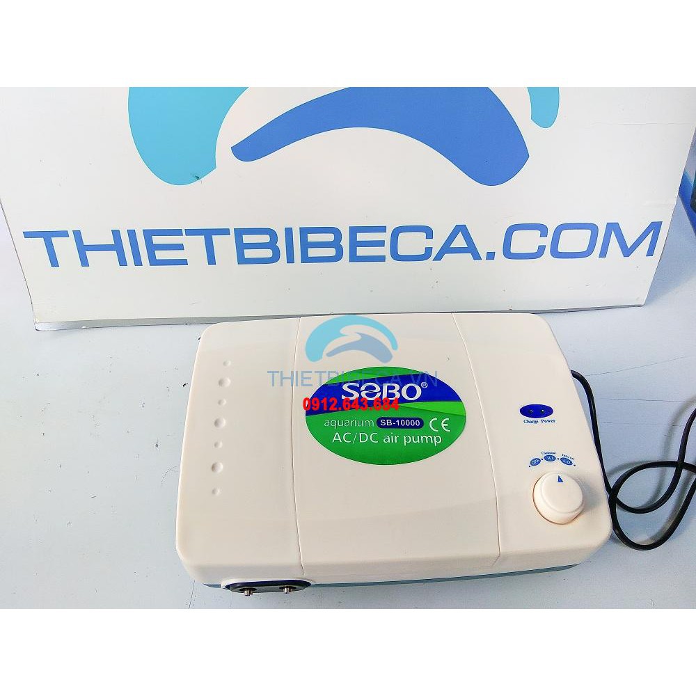 Máy Sủi Khí Tích Điện Sobo SB 10000 (máy chạy siêu êm, tích điện lên đến 12 tiếng, tặng kèm 2 bộ dây quả sủi )