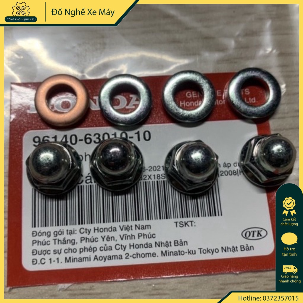 Bộ 4 ốc chụp & Long đen đầu bò - Phụ Tùng Mạnh Hiếu