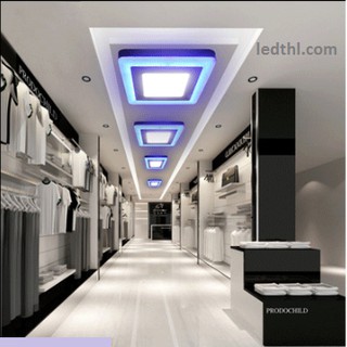 Đèn led ốp nổi viền xanh dương 18+6w vuông 3 chế độ thl
