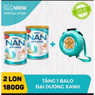 Combo 2 lon sữa Nan Optipro 4 1.7kg tặng balo đại dương xanh