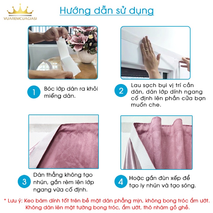 Rèm cửa dán tường chống nắng dành cho cửa sổ, vải decor trang trí phòng khách ngủ VIP05 Vuaremgiasi