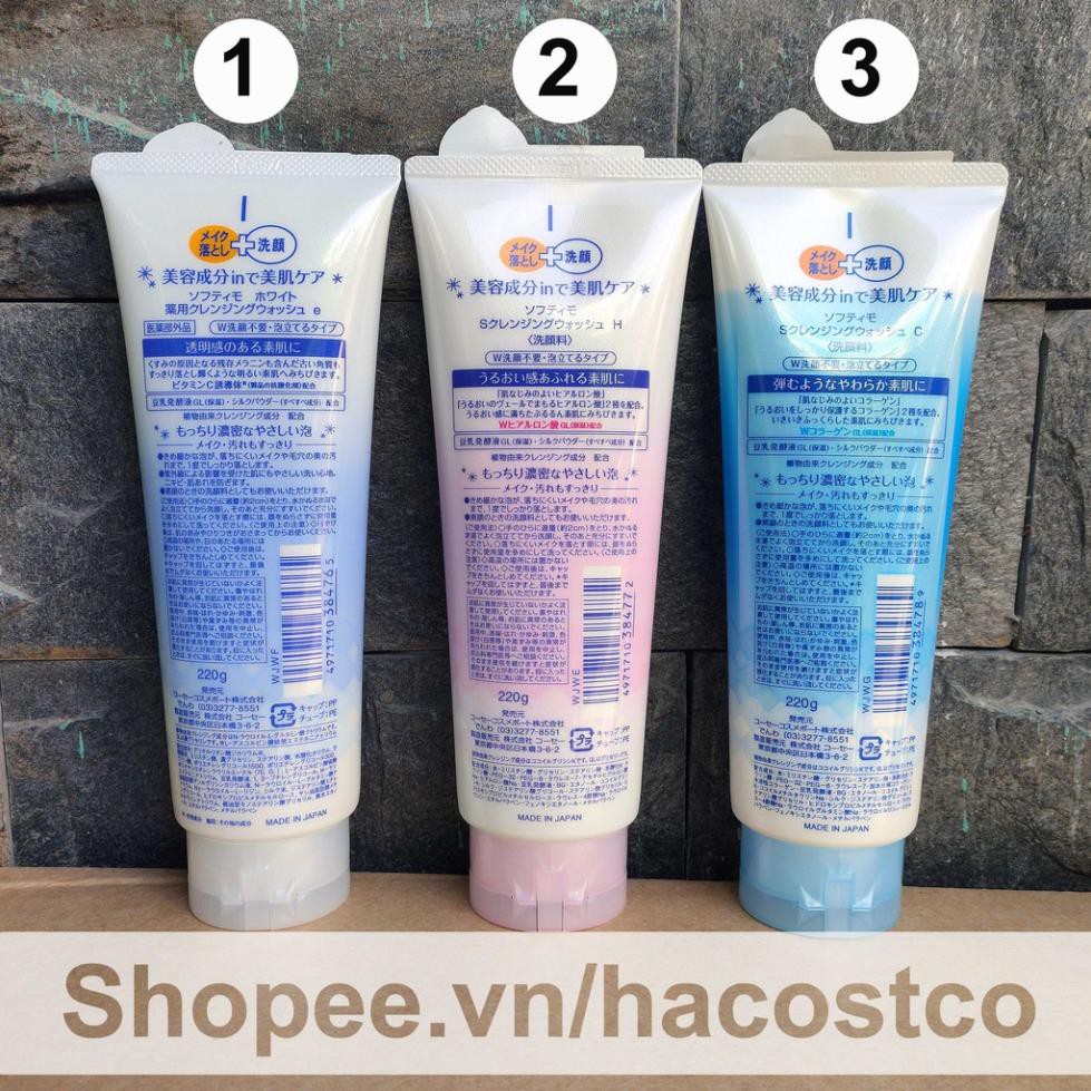 Sữa Rửa Mặt Kose Softymo Cleansing Foam 220g của Nhật loại Hyaluronic acid collagen white