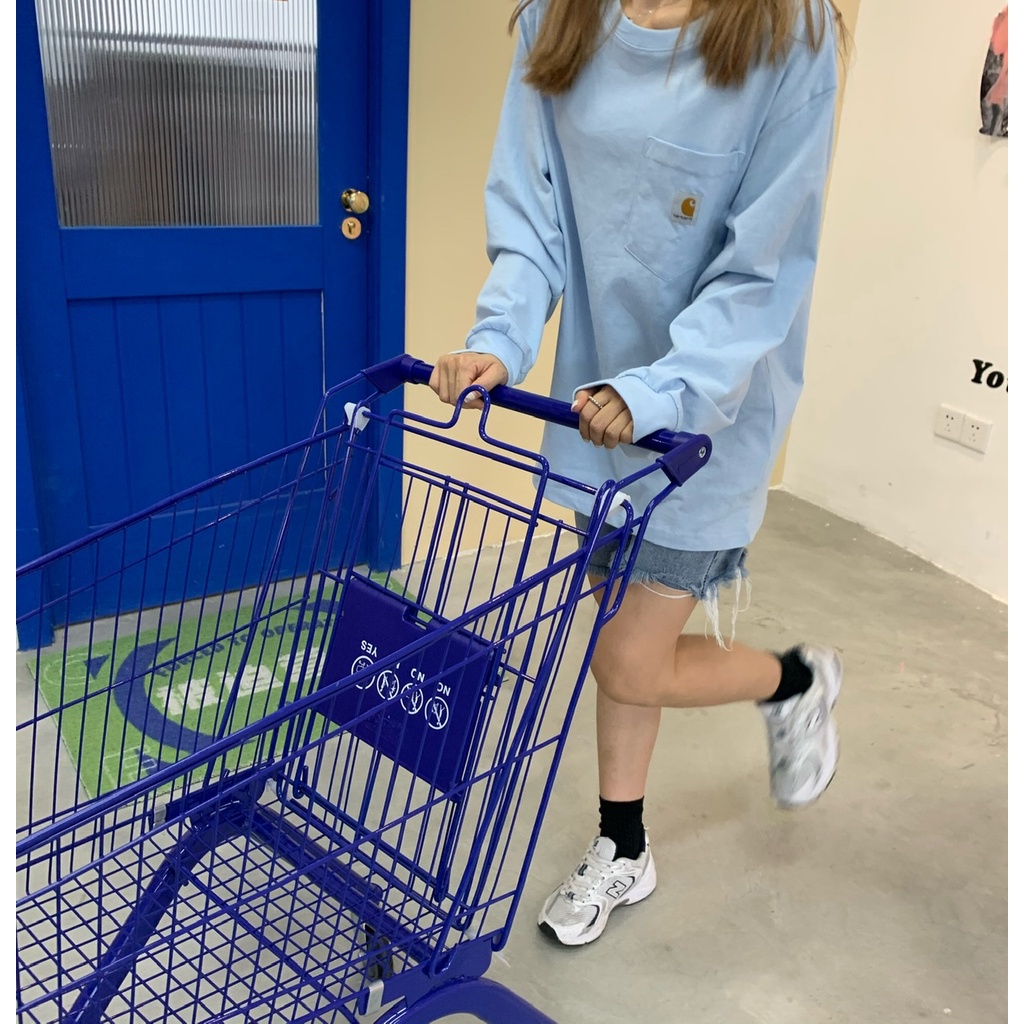 Áo sweater có túi tay dài màu trơn thêu logo Carhartt K87 cho cặp đôi