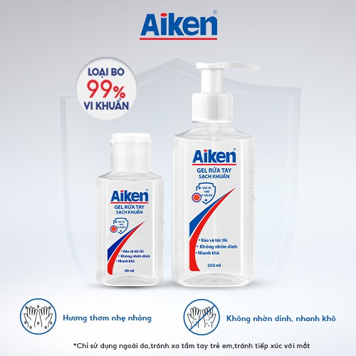 Combo 2 Gel rửa tay Sạch khuẩn Aiken 100ml/chai