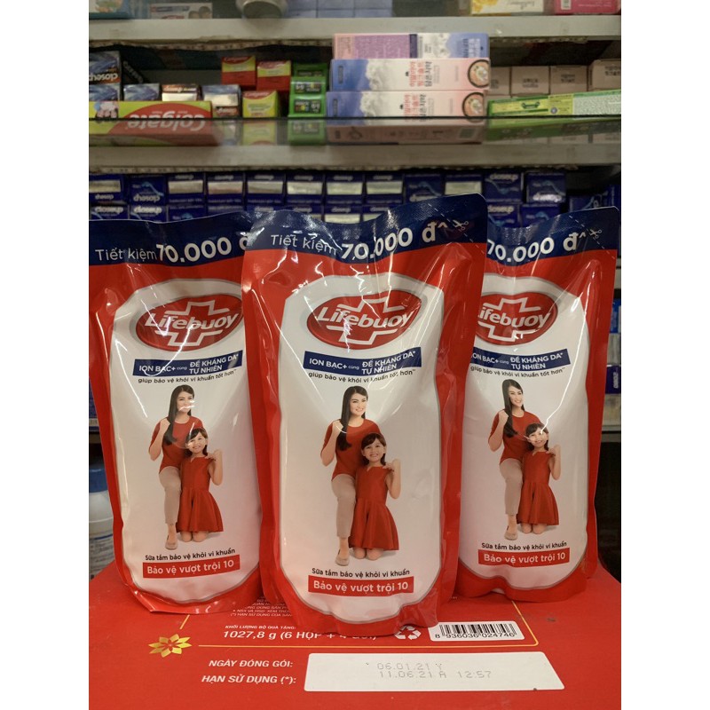 Túi SỮA TẮM LIFEBUOY BẢO VỆ VƯỢT TRỘI 10 800g