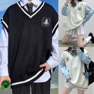 Áo sweater dệt kim dáng rộng cổ chữ V thời trang Hàn Quốc size M-2Xl