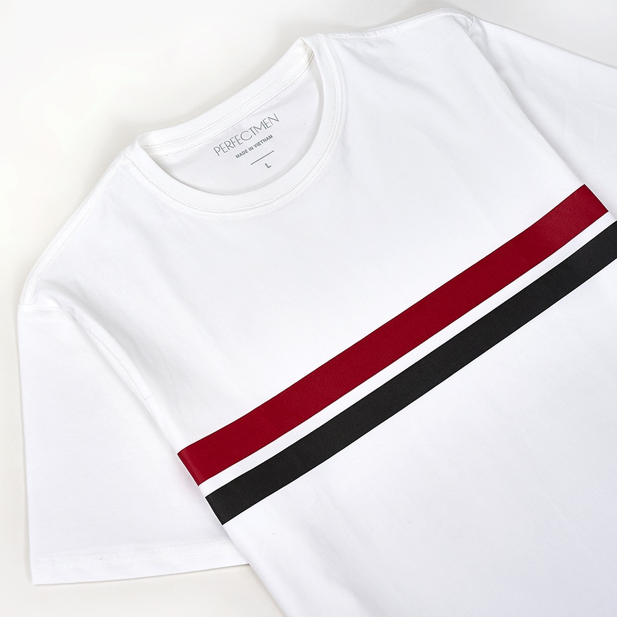 Áo thun nam cổ tròn 100% cotton Premium chính hãng PERFECTMEN sọc ngang đỏ đô, đen, trẻ trung, lịch lãm, vải xuất xịn | BigBuy360 - bigbuy360.vn