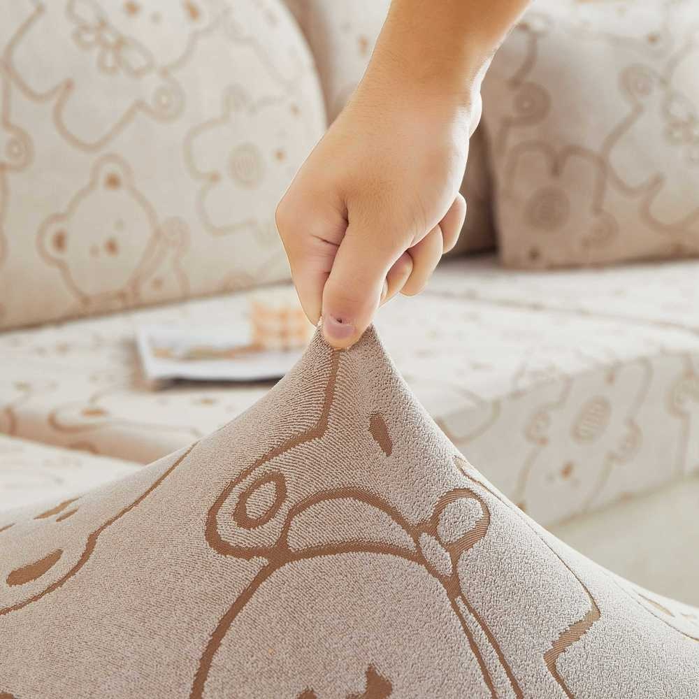 Vỏ Bọc Đệm Ghế Sofa 2022 Vải Jacquard Dày Co Giãn Hình Gấu Hoạt Hình Trang Trí Phòng Khách Nhà Cửa