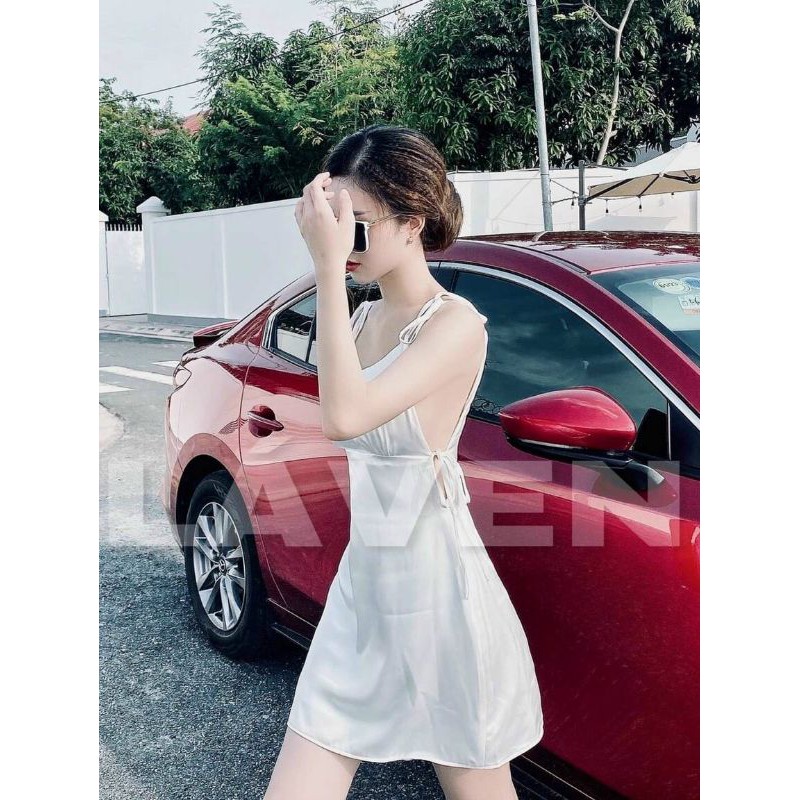 Đầm body hai dây buộc nơ vai dễ thương