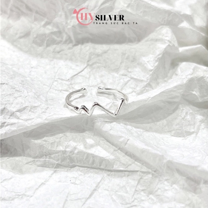 Nhẫn bạc ta nhịp tim dạng hở Freesize nhẫn nhịp đập bạc thật giá rẻ