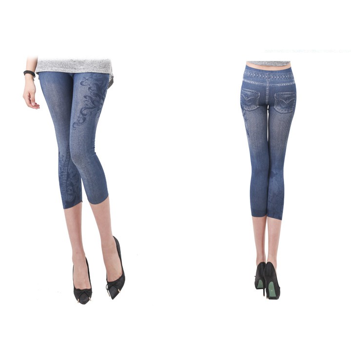 Sỉ 3 Quần Legging lửng giả Jeans thời trang