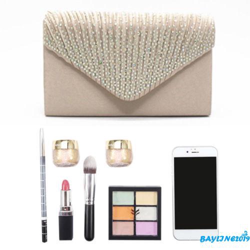 Ví cầm tay dự tiệc kiểu phong bì đính hạt kim tuyến lấp lánh thời trang