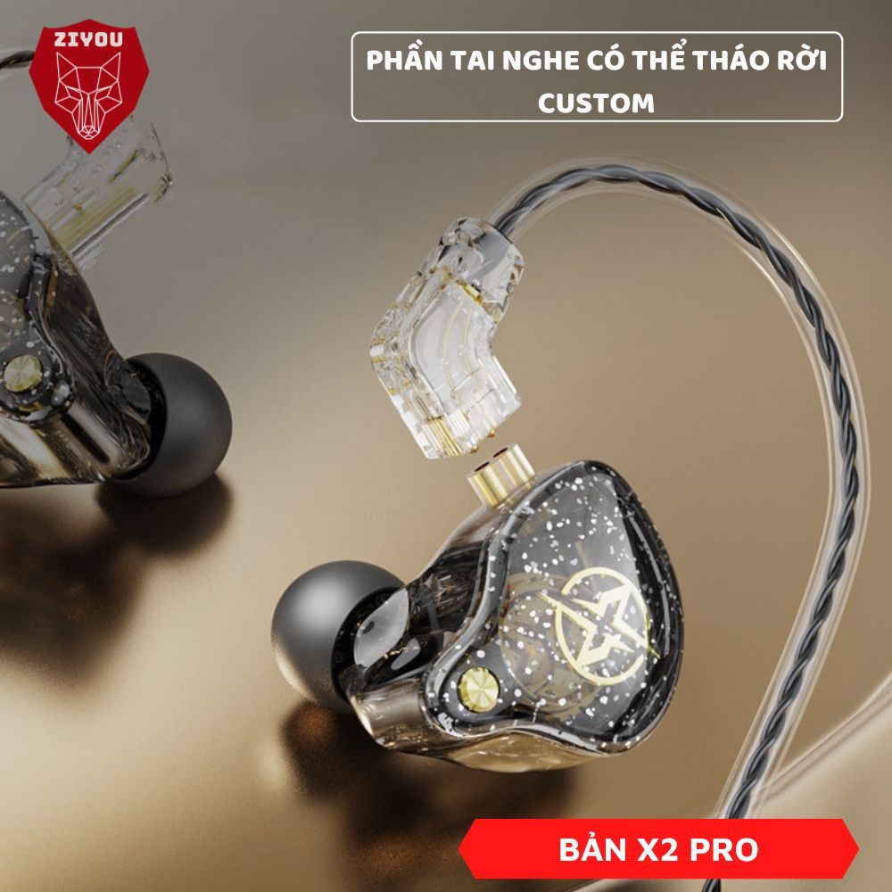 Tai Nghe Nhét Tai Chống Ồn ZIYOU X2 Pro Gaming, Âm Thanh Siêu Bass Cực Đã, Housing Có Thể Tháo Rời, Có Mic, Jack 3.5mm