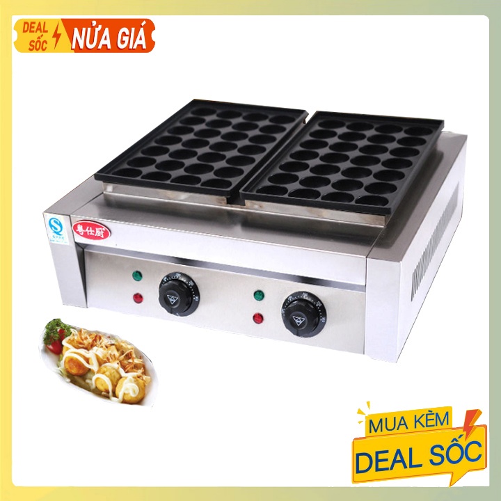 Máy làm Bánh nhân bạch tuộc - Máy nướng bánh takoyaki đôi