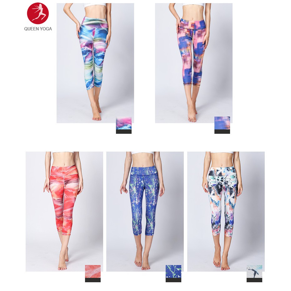 Quần Legging Nữ Lửng Tập Yoga In Họa Tiết Co Giãn 4 Chiều Thoải Mái  LGG0202