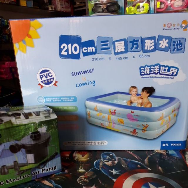 Combo bể bơi phao 3 tầng và bơm điện