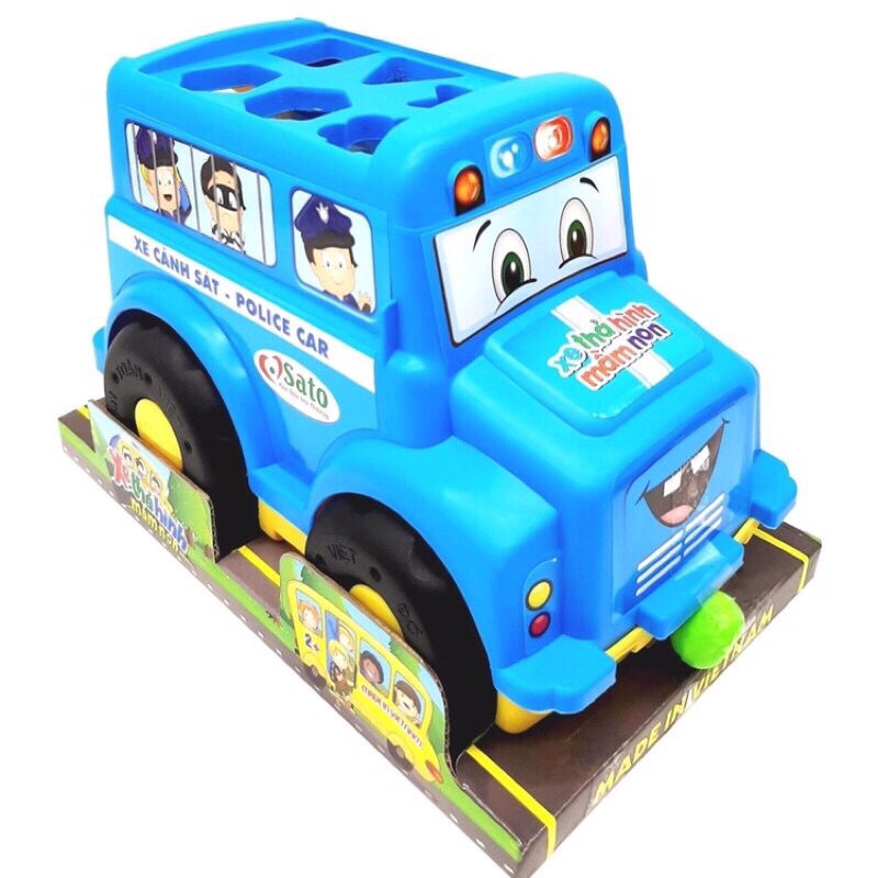 Xe thả hình mầm non Ô tô bus, Xe cứu hỏa, Xe cảnh sát SATO nhựa nguyên sinh an toàn VN