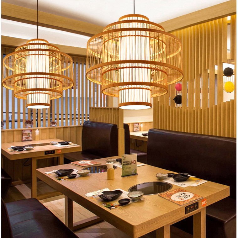 Đèn mây tre hình trụ