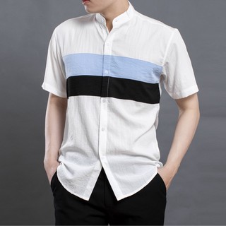 [Mã FASHIONMALLT4 giảm 15% tối đa 30K đơn 150k] Áo sơ mi tay ngắn phối LADOS-8030, chất linen chống nhăn