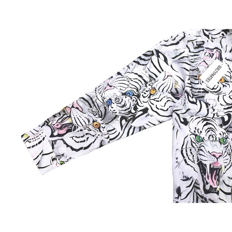Bán Chạy Nhất Áo Sơ Mi Unisex Tay Dài In Hình Hổ Kích Thước Lớn WACKO MARIA Cho Nam Và Nữ
