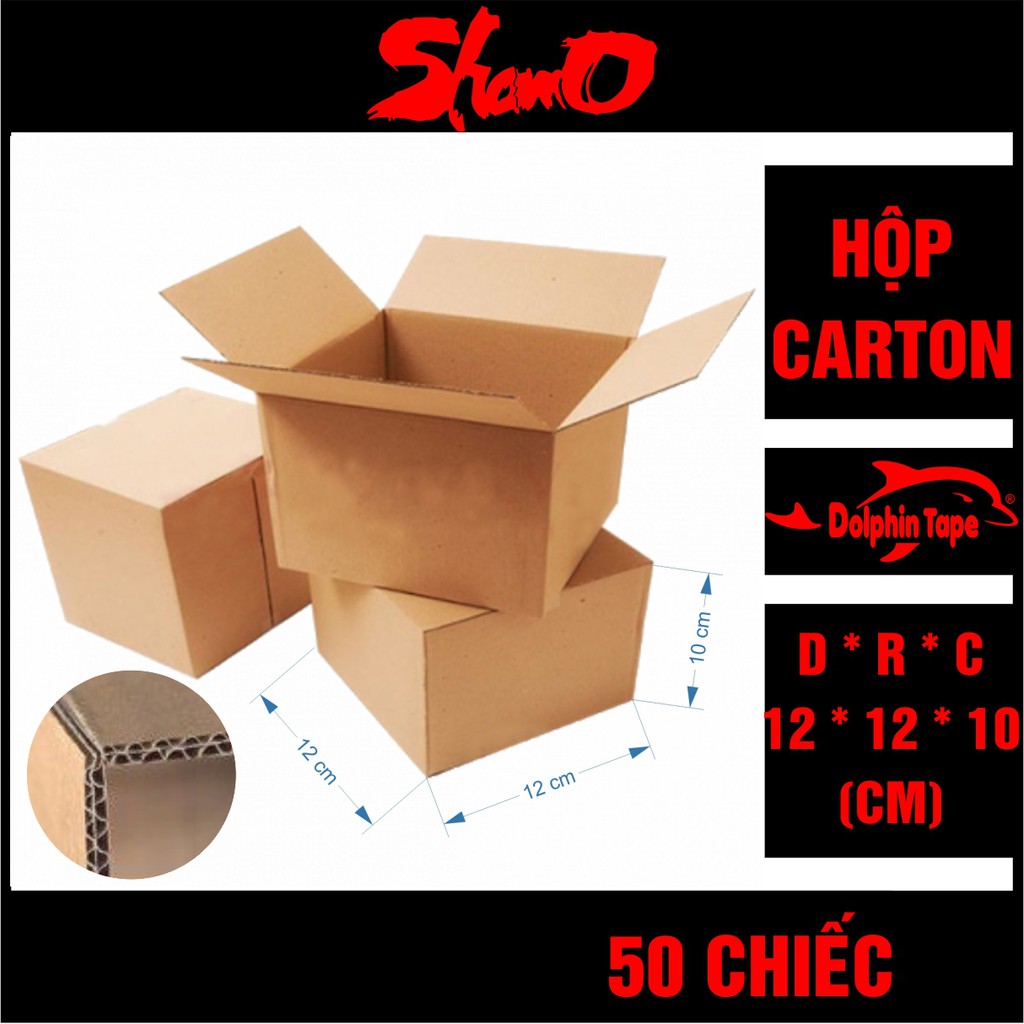 [ 50 chiếc ] Hộp carton KT: 12cm x 12cm x 10cm – Dùng trong công tác đóng hàng hỗ trợ vận chuyển - Hộp COD