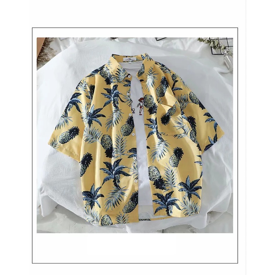 Áo sơ mi nam họa tiết quả dứa, thích hợp mùa hè đi biển, hàng nhập Quảng Châu | BigBuy360 - bigbuy360.vn