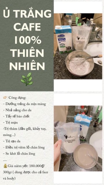 Ủ Trắng Cafe Hàng Chuẩn Cty Tặng Kèm Bột Trà Xanh + Que Trộn | BigBuy360 - bigbuy360.vn