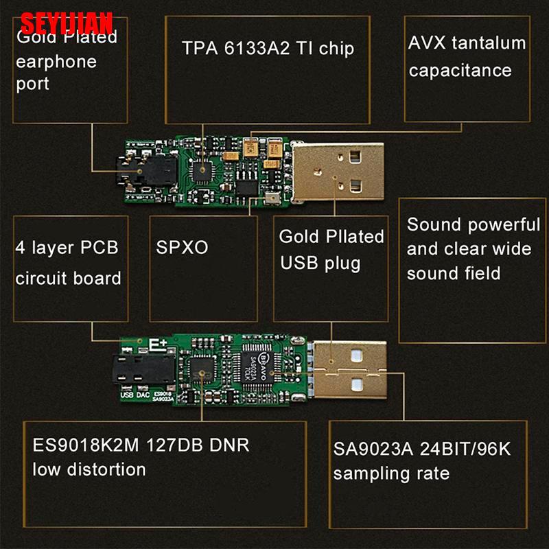 (SEY) Usb Hifi Sound Card Otg Dac Decoder Amplifier Sa9023A Es9018K2M Fever