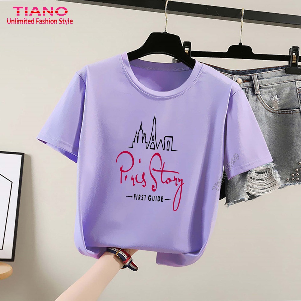 Áo Thun Tay Ngắn Paris Story AT-026 - Tiano - Dễ Phối Trang Phục - Áo Thun Nam - Áo Thun Nữ