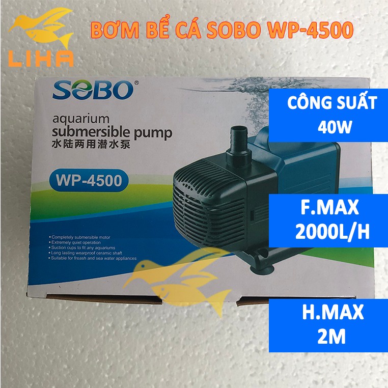 Bơm Bể Cá Sobo WP-4500 (40W-2000L/H-2M) - Máy Bơm Nước Cho Hồ Cá